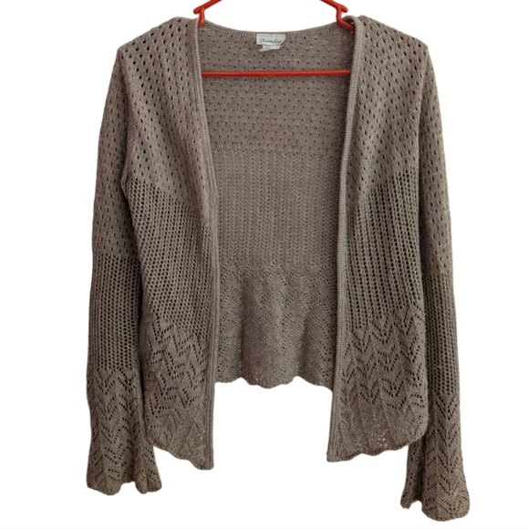 Women's Charlotte Russe Taupe Open Knit Cardigan Sweater - Picture 1 of 4